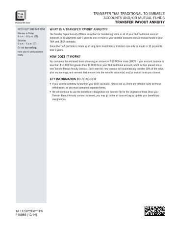 Transfer Payout Annuity Reinvestment Form (PDF) - TIAA-CREF