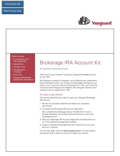 Vanguard Brokerage Services Retirement Account Kit