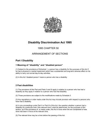 UK Disability Discrimination Act 1995 - FM/CFS/ME Resources