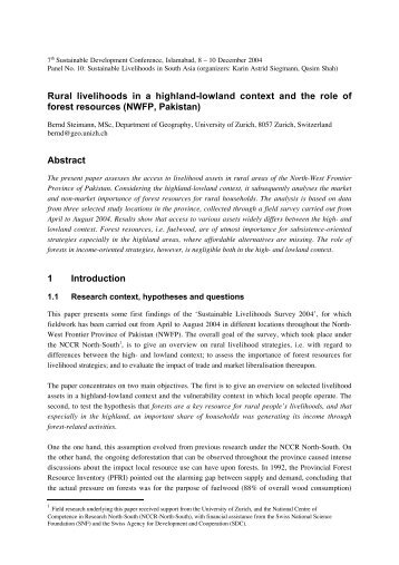 Rural livelihoods in a highland-lowland context and the role of forest ...