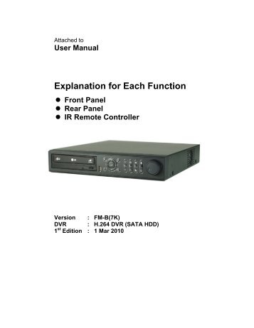 DVR Owners Manual Additional Info