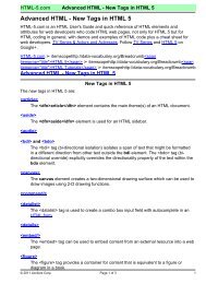 Advanced HTML - New Tags in HTML 5 - HTML 5 Reference for ...
