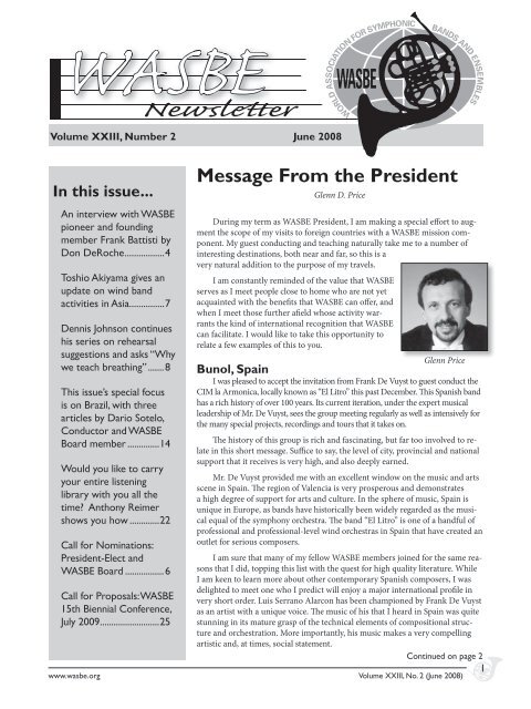 WASBE Newsletter, Vol. XXIII, No. 2 - World Association for