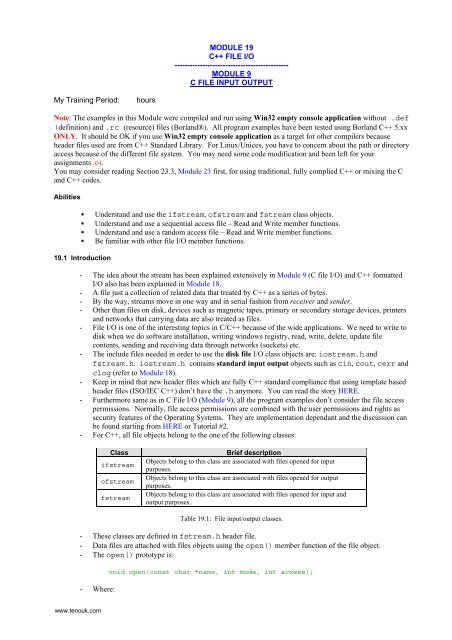 CPlus Course Notes - File I/O