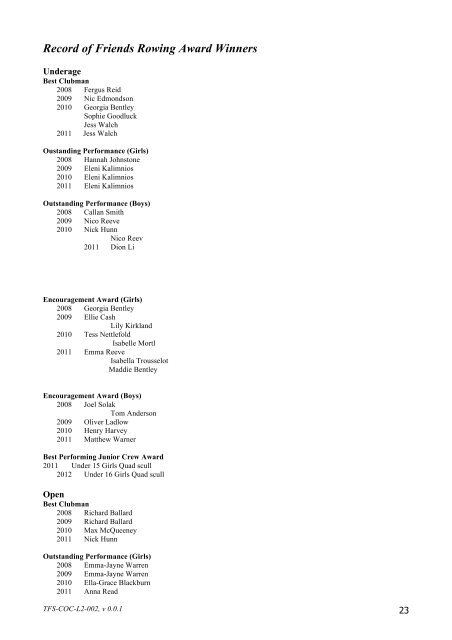 Rowing Handbook 2013 - The Friends' School