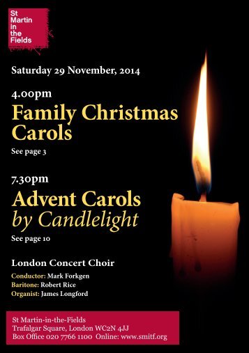 29 November 2014: Family Christmas Carols Advent Carols by Candlelight