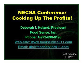 NECSA Conference Cooking Up The Profits!