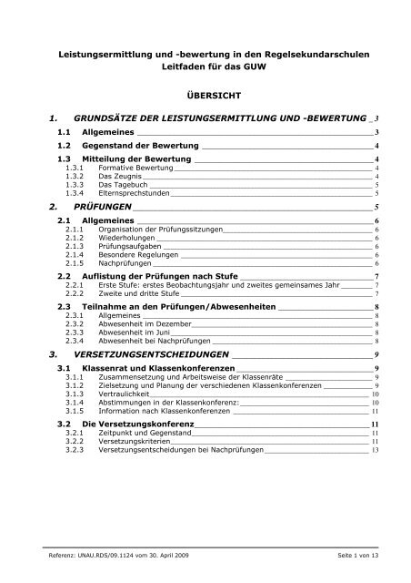 Leistungsermittlung und -bewertung in den ... - Bildungsserver