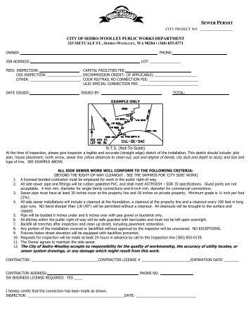 SEWER PERMIT CITY OF SEDRO-WOOLLEY PUBLIC WORKS ...