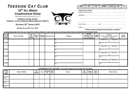 Entry Form - Siamese Cat Breeder