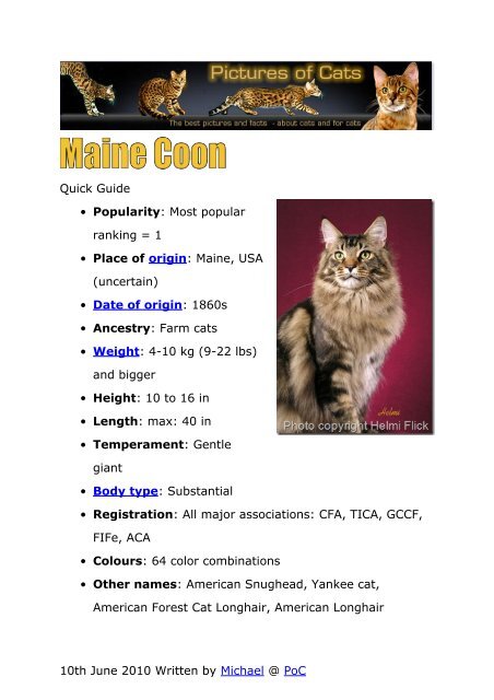 Cat Height And Weight Chart