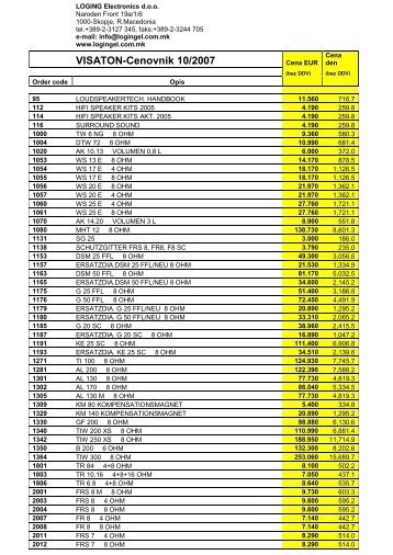VISATON-Cenovnik 10/2007 - Loging Electronics