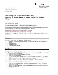 Anmeldung zum Aufnahmeverfahren 2011 Bachelor of Arts in ... - VMK