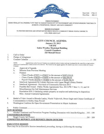 CITY COUNCIL AGENDA - City of Sedro-Woolley