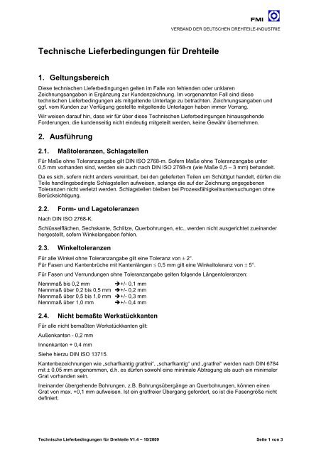 Technische Lieferbedingungen fÃ¼r Drehteile