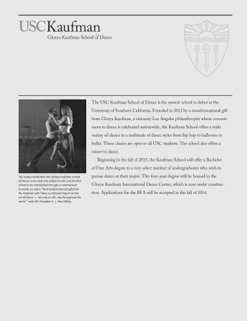 USC Kaufman School of Dance - USC Catalogue - University of ...