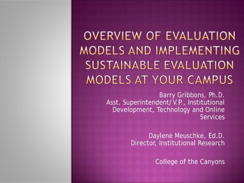 Implementing Program Evaluation Models ... - The RP Group