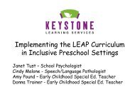 Implementing the LEAP Curriculum in Inclusive Preschool Settings