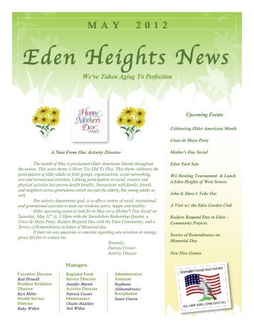 May Newsletter 2012 - Premier Senior Living