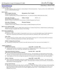 Jennifer's Resume - WVU Division of Forestry and Natural Resources