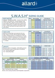 S.W.A.S.H.® Sizing guide & Spare part list - Allard International