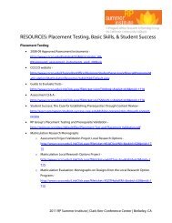 RESOURCES: Placement Testing, Basic Skills ... - The RP Group