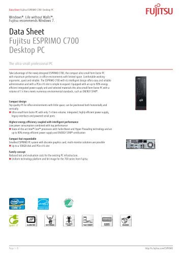 Data Sheet Fujitsu ESPRIMO C700 Desktop PC