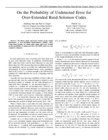 On the Probability of Undetected Error for Over ... - IEEE Xplore