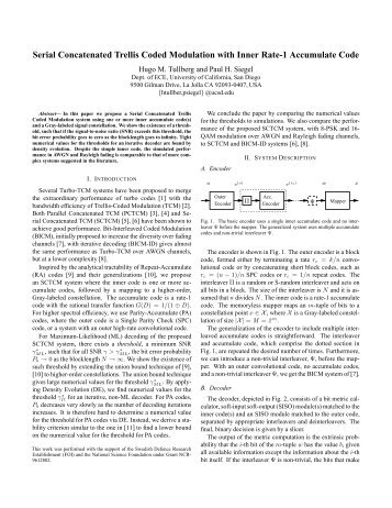 Serial Concatenated Trellis Coded Modulation with ... - STAR | UCSD