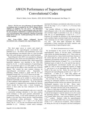 AWGN Performance of Superothogonal ... - STAR | UCSD