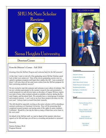SHU: McNair Scholar Review Siena Heights University