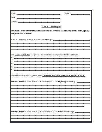 Name: Date: Title: Author: âFab 3â Book Report ... - Third Grade