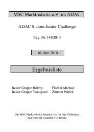 Ergebnisse ADAC Junior Slalom Challenge - MSC Marktredwitz