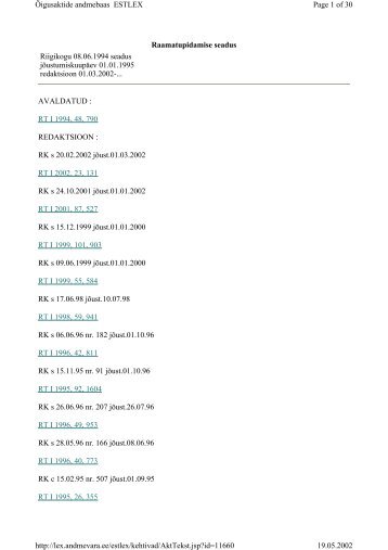 AVALDATUD : RT I 1994, 48, 790 REDAKTSIOON ... - RP Konsult OÜ