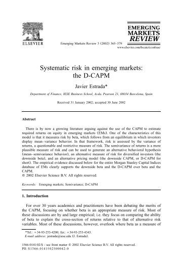 Systematic risk in emerging markets: the D-CAPM