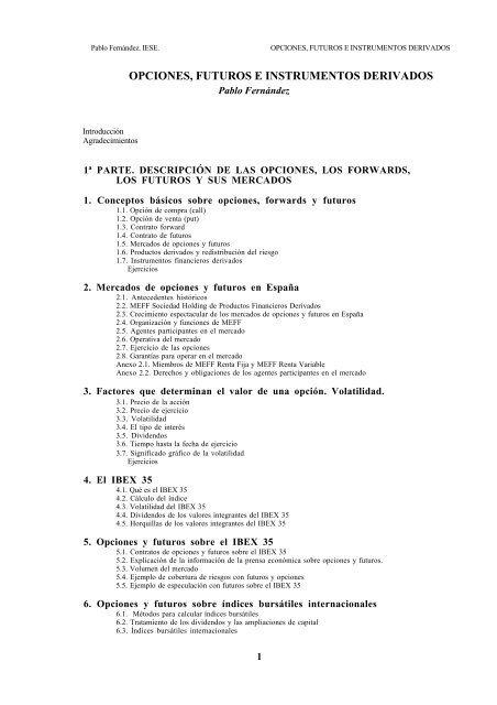 OPCIONES, FUTUROS E INSTRUMENTOS DERIVADOS