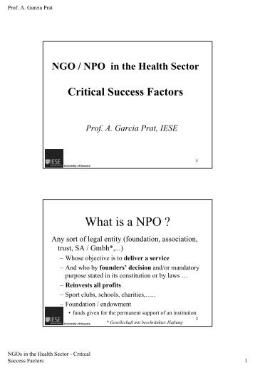 NPO / NGO Management - IESE Blog Community