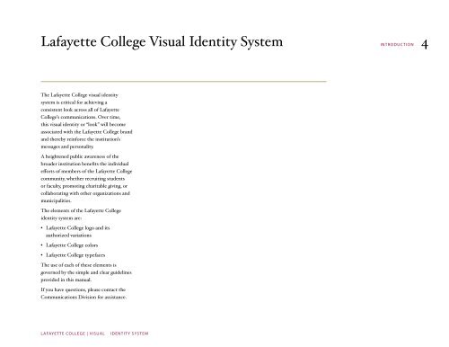 Visual Identity System - Communications - Lafayette College