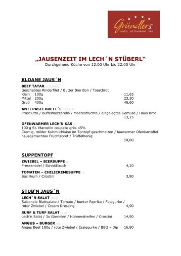 „JAUSENZEIT IM LECH´N STÜBERL“