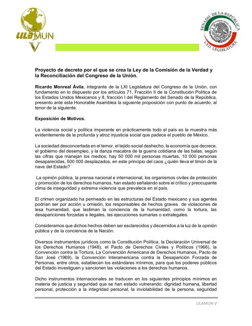Proyecto de decreto por el que se crea la Ley de la ComisiÃ³n de la ...