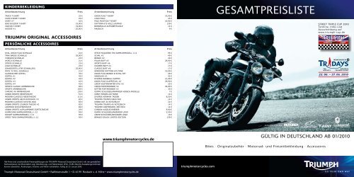 Preisliste Triumph 2010 Deutschland - Motorrad News Blog