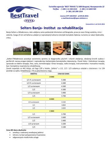 Selters Banja- Institut za rehabilitaciju - Best Travel Beograd