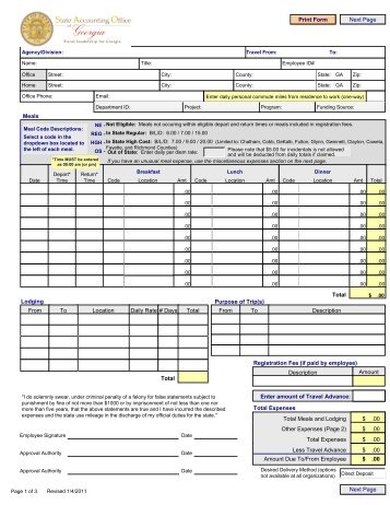 Travel Expense Statement - State Accounting Office