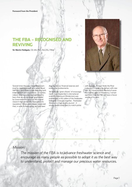 Annual Report and Accounts 2009 - Freshwater Biological Association