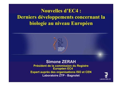 Biologie europÃƒÂ©enne : Nouvelles d'EC4 - SLBC