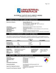 MATERIAL SAFETY DATA SHEET (MSDS) - Universal Minerals, Inc.
