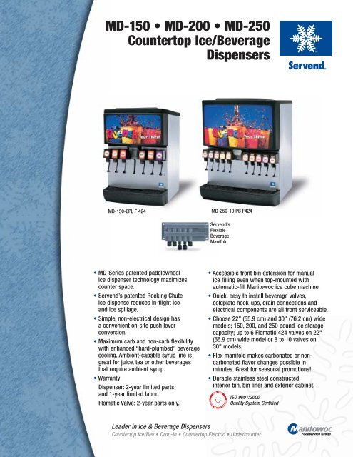 Md 150 A Md 200 A Md 250 Countertop Ice Beverage Dispensers