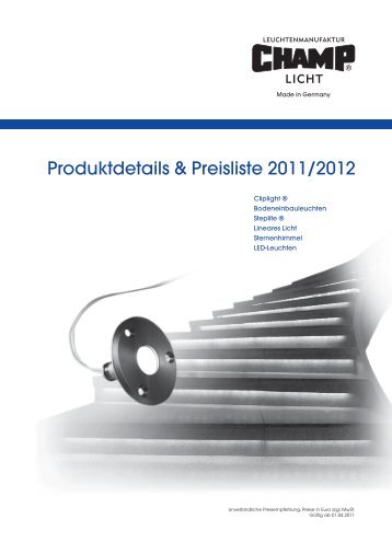 Produktdetails & Preisliste 2011/2012 - CHAMP Licht