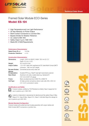 Model: ES-124 Framed Solar Module ECO-Series