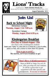 Back to School Night Kindergarten Breakfast - Faith Christian School